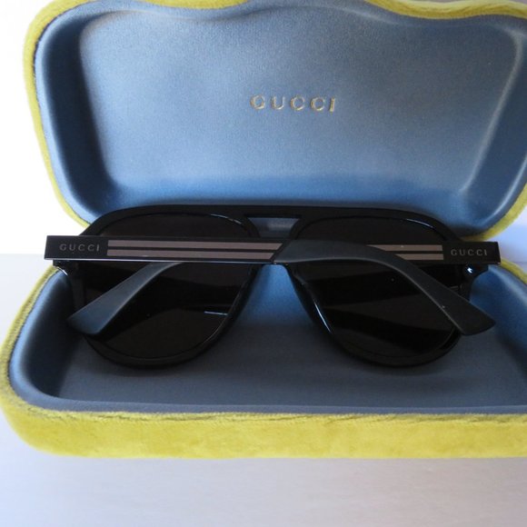 GUCCI BLACK GG0688s 001 AVIATOR LOGO SUNGLASSES + DUSTBAG & CASE - Picture 7 of 8
